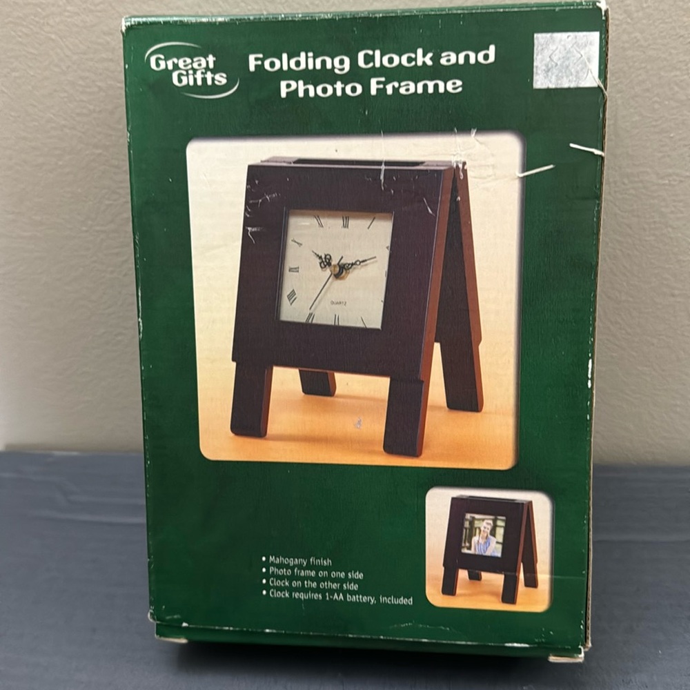 Folding Clock and Photo Frame (7” x 5.5” x 4.4”)